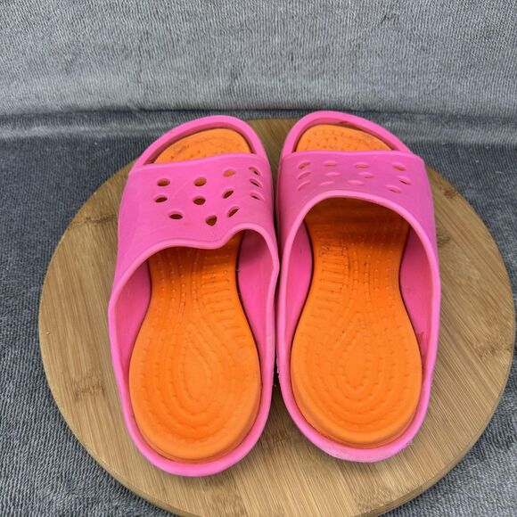 Crocs Foam Slide Sandals Shoes Womens Size 10 Pink Orange Comfort Pool Shower - Picture 6 of 9